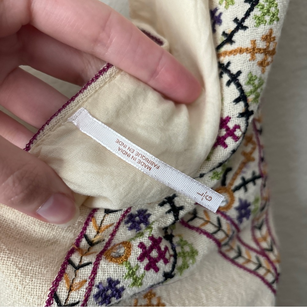 Free People Boho Embroidered Never Been Beige Mini Dress - Picture 13 of 14